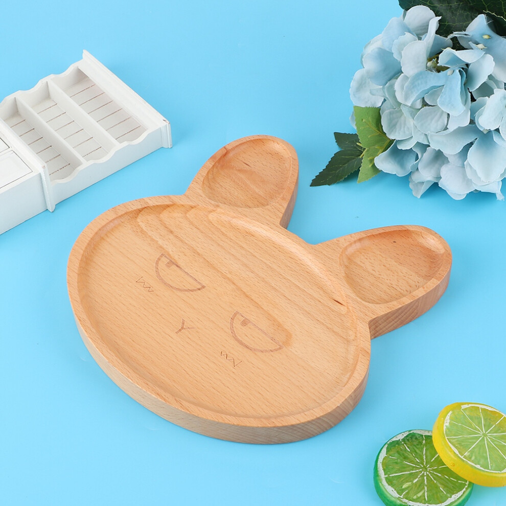 Wooden Food Tray Plate with Compartments for Baby and Kids - 20x20cm