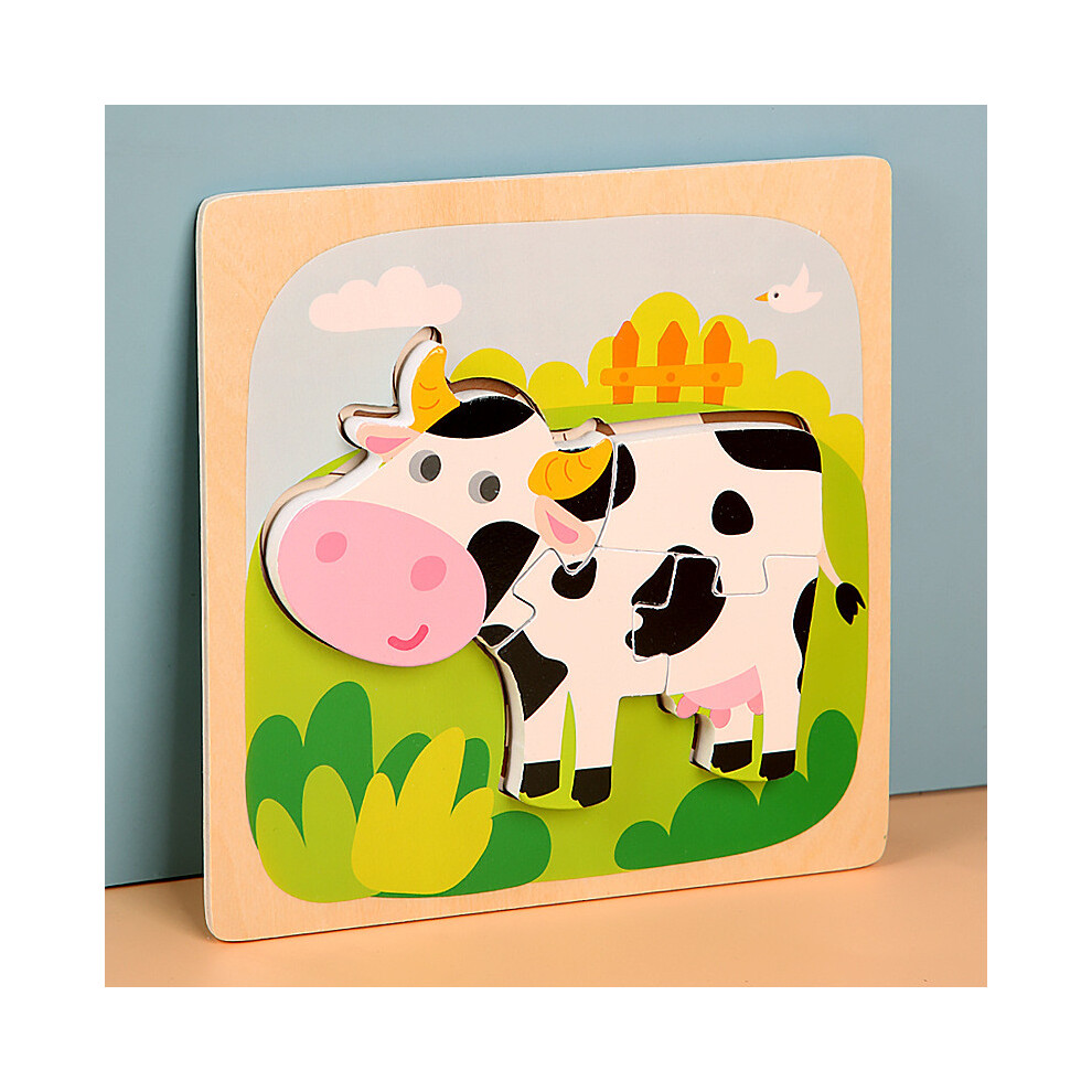 (Cream) Wooden Puzzle 3D For Giraffe Airplane Animal Shapes Play Parentchild Interactive Cream