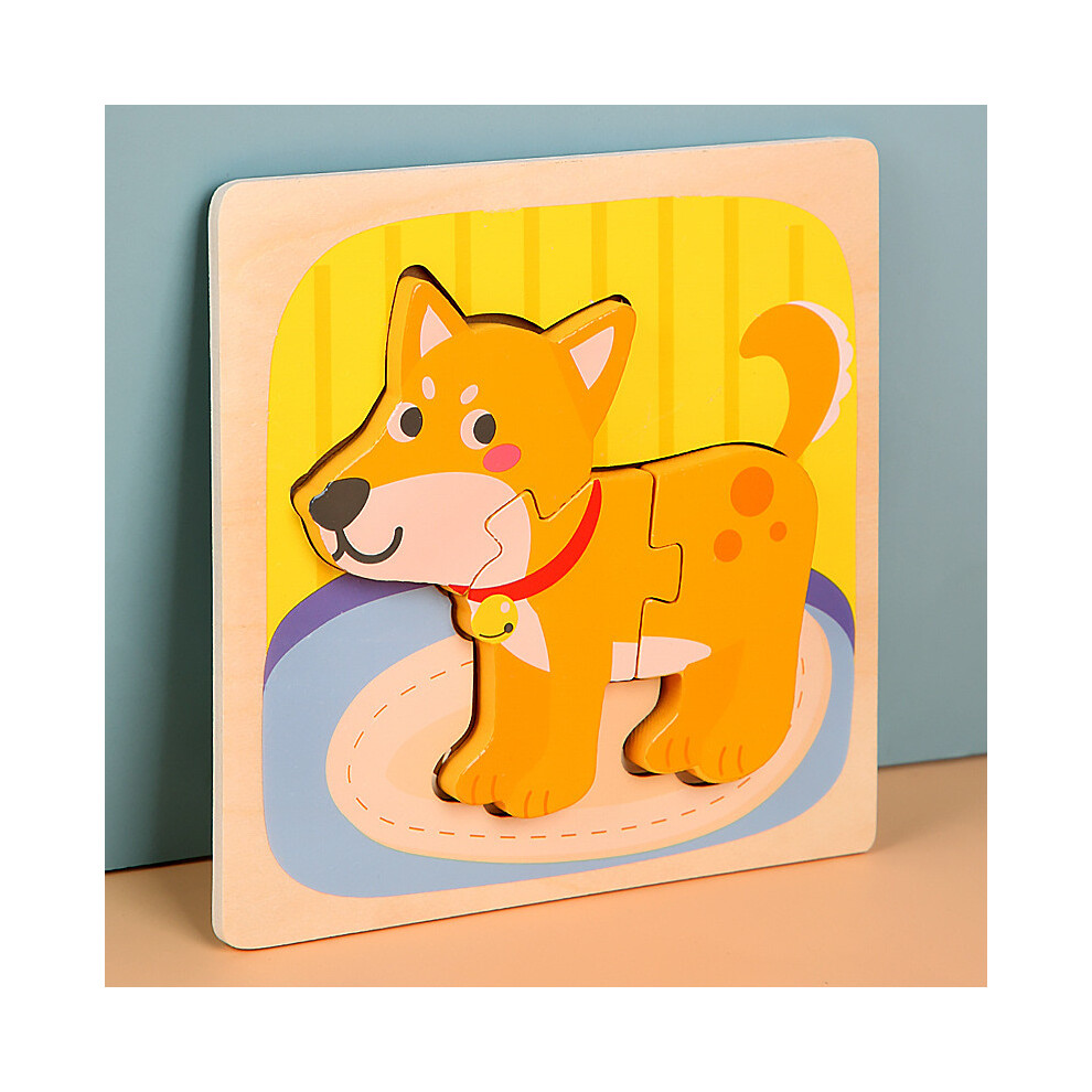(Dog) Wooden Puzzle 3d For Giraffe Airplane Animal Shapes Play Parentchild Interactive