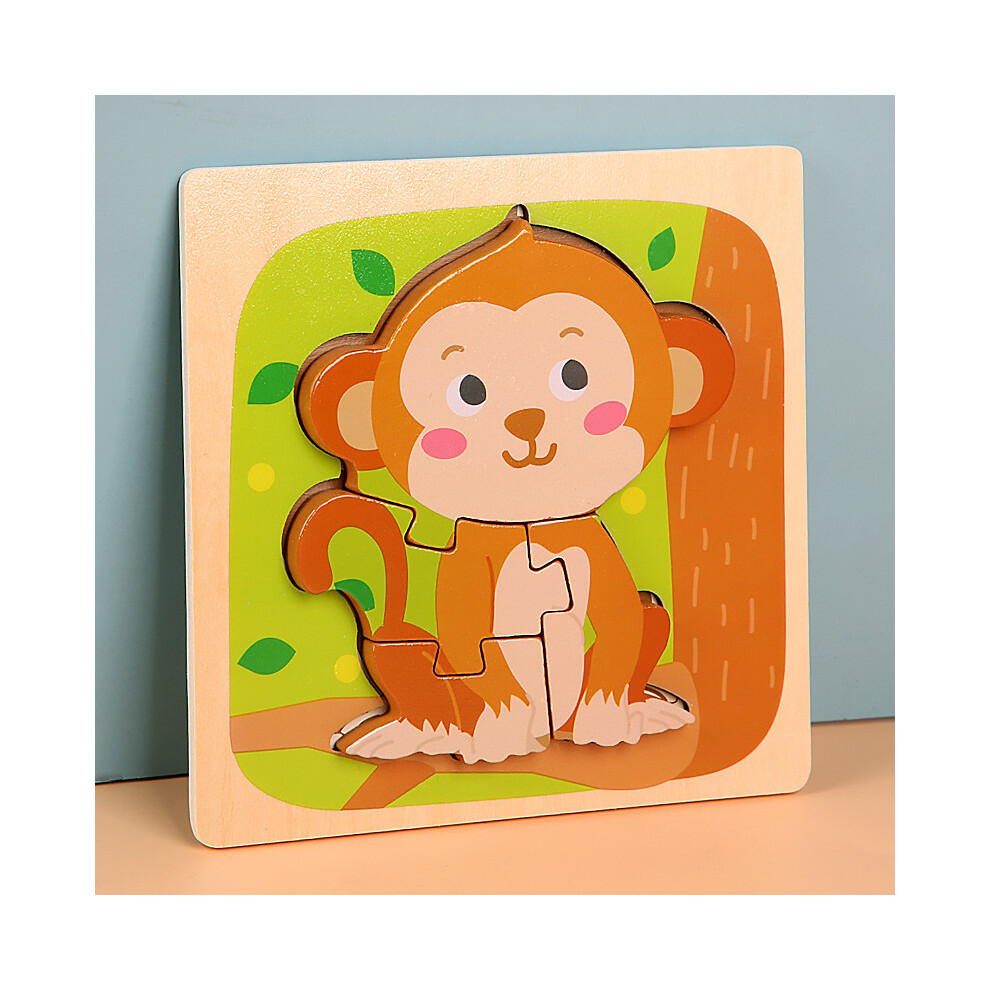 (Monkey) Wooden Puzzle 3d For Giraffe Airplane Animal Shapes Play Parentchild Interactive