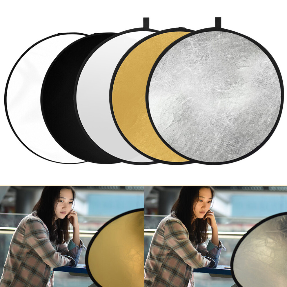 80Cm 5-In-1 Photography Reflector Collapsible Multi-Disc With Carry Bag Light/Silver/Gold 8021329685770