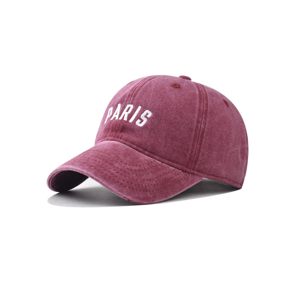 (Paris Burgundy) Paris Letter Cotton Baseball Hat For Summer Sun Protection Casual Outfits And-image-OPC-PJ6GCZV-NEW