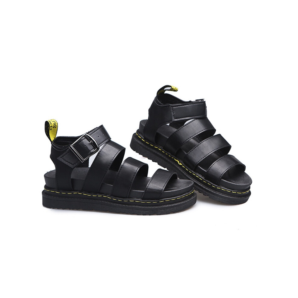 (Black, 38) Flatform Womens Summer Ankle Strap Sandals Chunky Block Shoes Platform Leather