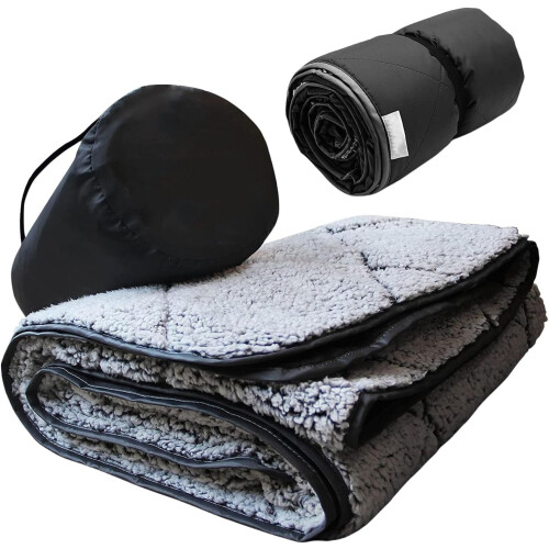 fleece camping blanket Soft moistureproof folding mat waterproof outdoor blanket For camping picnics outdoors 2
