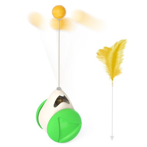 View of Interactive Rolling Cat Toys with Catnip Ball and Feathers for Indoor ...