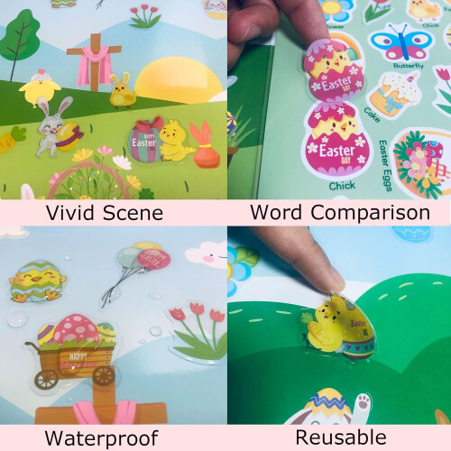 2-4 Children's Easter Sticker Book, Children's Easter Sticker Game, Boys and Girls' Easter Gift Easter Egg Rabbit Sticker 1