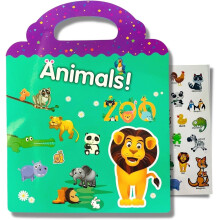 Reusable Sticker Book,Animal Stickers,Durable and Non-Adhesive,Window Clings for Kids,Educational Stickers Toy for Kids Toddlers