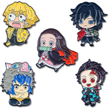 Anime Slayer Brooch 5pcs Cute Enamel Lapel Pin Kamado Nezuko Zenitsu Hashibira Inosuke Anime Slayer Gift for Children Women Clothing Backpack