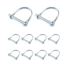 10 Pcs D Shape Locking Pin, Galvanized Carbon Steel Safety Pin for Garden Lawn Trailers - 6 x 50 mm
