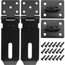 Padlock Clasp Door Latch Stainless Steel Locking Hasp 4 Inch Door Lock with Screws Matte Black Finish 2 Pieces