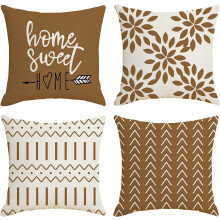 Pillow Covers 18x18 Set of 4, Modern Sofa Throw Pillow Cover, Decorative Outdoor Linen Fabric Pillow Case for Couch Bed Car 45x45cm