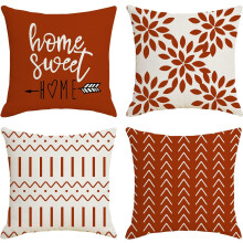 Pillow Covers 20x20 Modern Sofa Throw Pillow Cover, Decorative Outdoor Linen Fabric Pillow Case for Couch Bed Car (Burnt Orange, 20x20,Set of 4)