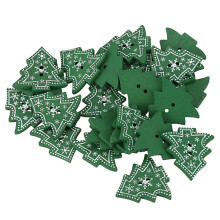 25 pz albero di Natale Abbellimento della forma Pulsanti in legno Con Due fori Per Cucire Scrapbook Crafting