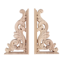 2 Pezzi Sinistra + (Ogni 1 Pz) Vintage Intagliato In Legno Angolo Onlay Arredamento da Parete Decor Non Verniciato Cornice Applique