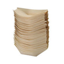 50X Finger Food - Ciotole, Legno Biodegradabile "Barca" 11 Cm X 6,5