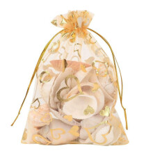 100 PZ 9x12cm Sheer Coulisse Sacchetti di Gioielli in Organza Cuore Festa Nozze Regalo Favore Natale ()