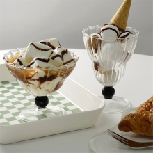 Ins Tazza nel Vetro un Righe Ondulato da Caffè Latte Gelato Calice Yogurt per Bevande Budino di Succo Dessert Snack Ciotola