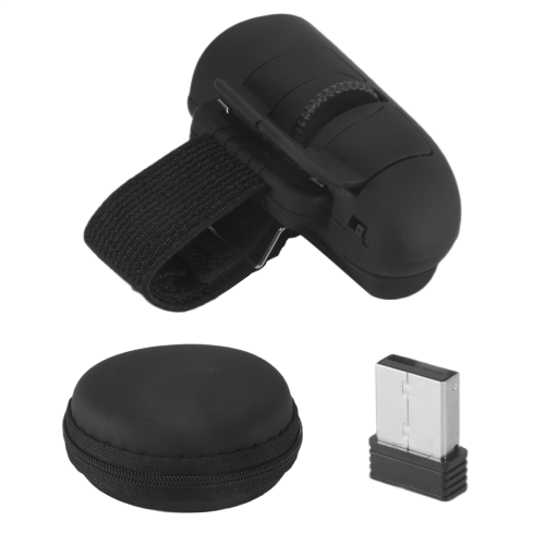 Mini Mouse Wireless 2.4G con per Dito da Viaggio Ottici Palmari Ergonomici (Nero) 2