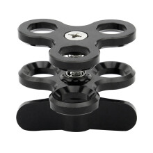 Morsetto A Sfera 3 Fori Luci Subacquee Braccio Staffa di Montaggio per Treppiede Torcia Action Camera,Nero