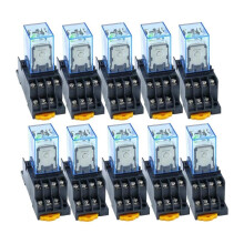 10Pc MY4NJ 14PIN 4DPDT Mini Relè Elettromagnetico Elettronico Bobina 5A con Presa PYF14A Base AC 220V