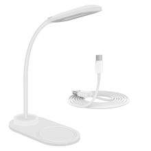 Lampada da Scrivania un LED Dimmerabile con Caricabatterie Wireless, Luce Ricarica Wireless Notturna di Controllo Della Pressione Flessibile