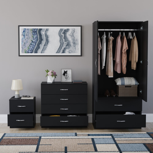 Vida Designs (Black) Vida Designs Riano 3 Piece Bedroom Set 4 2