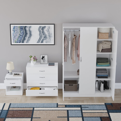 Vida Designs (White) Vida Designs Riano 3 Piece Bedroom Set 8 2