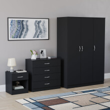 (Black) Vida Designs Riano 3 Piece Bedroom Set 8