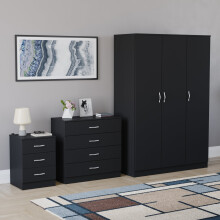 (Black) Vida Designs Riano 3 Piece Bedroom Set 12