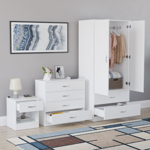 Vida Designs (White) Vida Designs Riano 3 Piece Bedroom Set 2 1