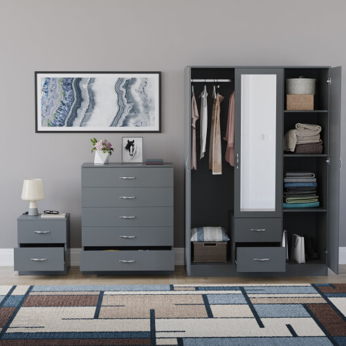 Vida Designs (Grey) Vida Designs Riano 3 Piece Bedroom Set 17 2