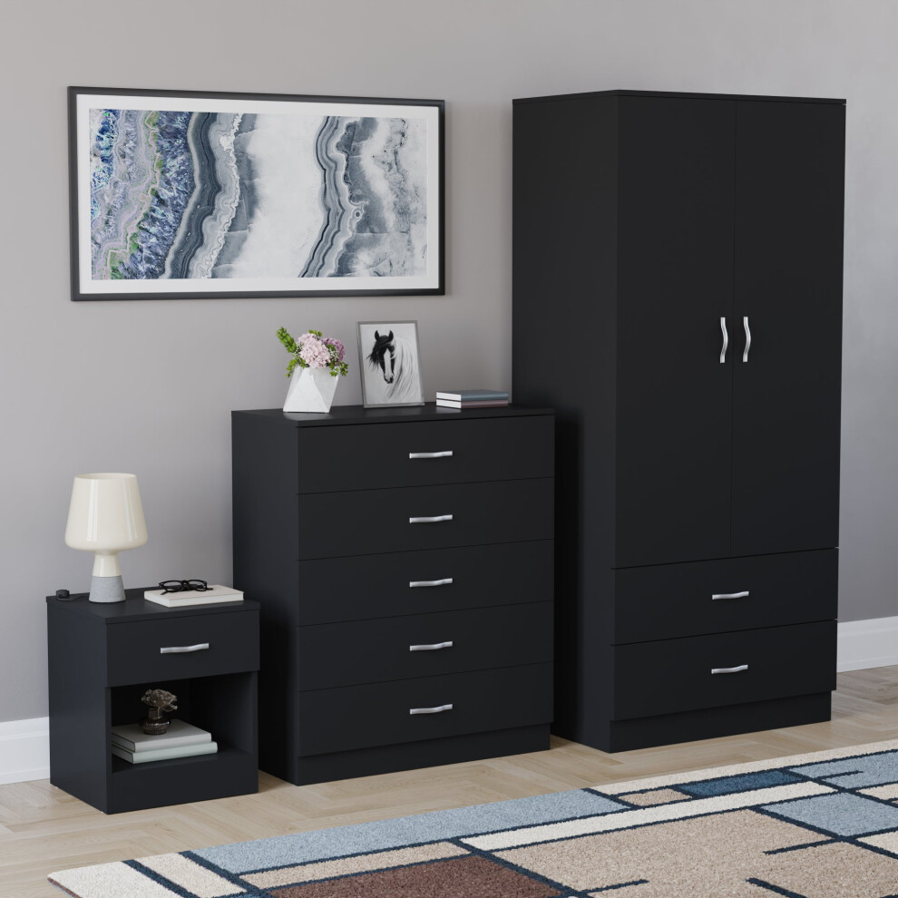 (Black) Vida Designs Riano 3 Piece Bedroom Set 3