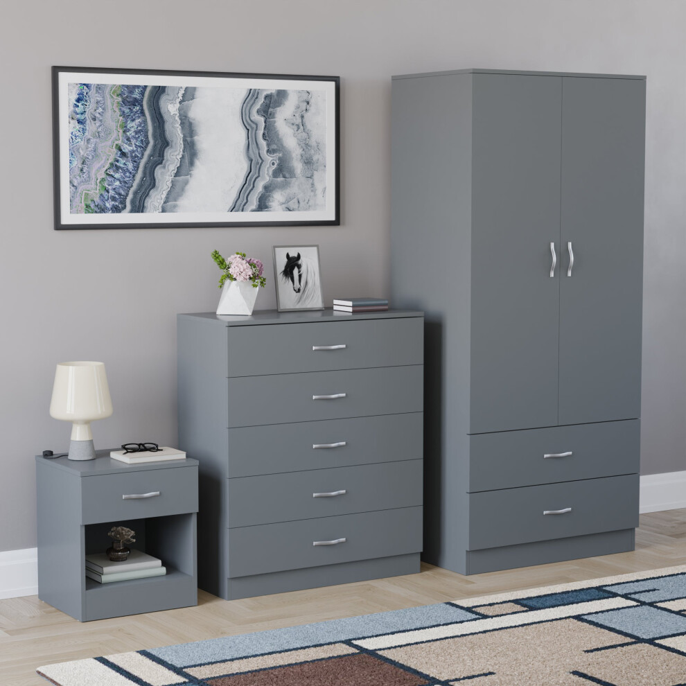 (Grey) Vida Designs Riano 3 Piece Bedroom Set 3