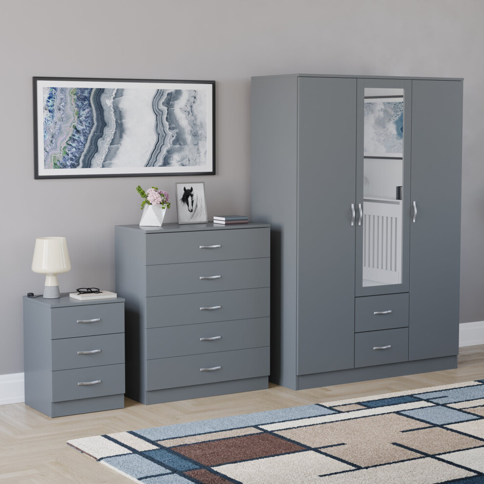(Grey) Vida Designs Riano 3 Piece Bedroom Set 19