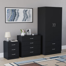(Black) Vida Designs Riano 3 Piece Bedroom Set 6
