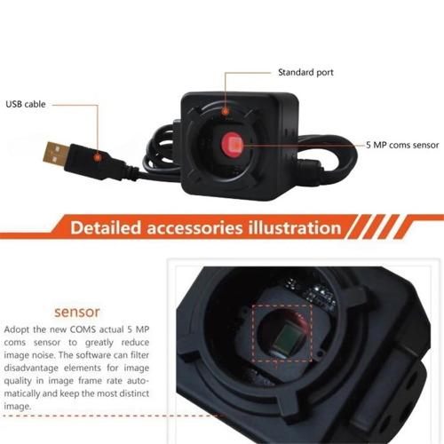 5MP C-Mount Microscope Industrial Digital Camera USB 2.0 0.5X 2