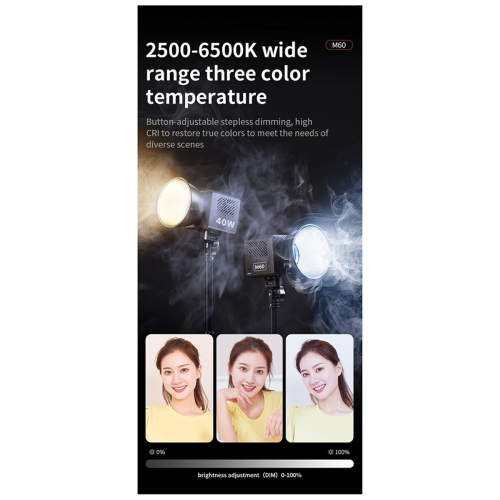 M60 Handle Photo Studio Light COB Bi-Color CCT 2500-6500K EU PLUG 1
