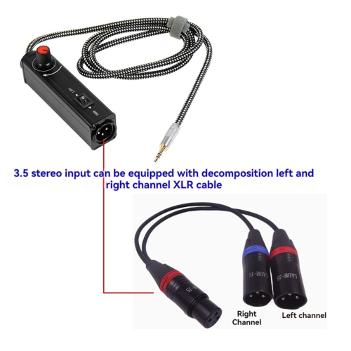 Απομονωτής στερεοφωνικού ήχου XLR 3,5 mm με ρύθμιση έντασης ήχου 1