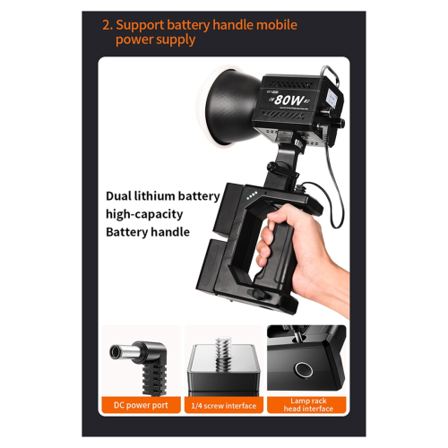 80W COB Video Dimmable Light 2500-6500K Photographic Light EU PLUG 2
