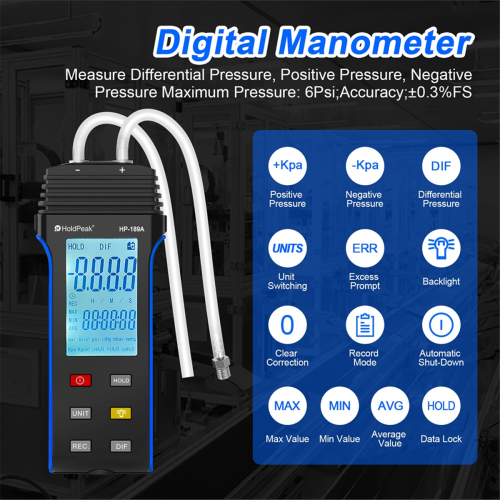 Digital Manometer 2-Port Gas Pressure Tester 2