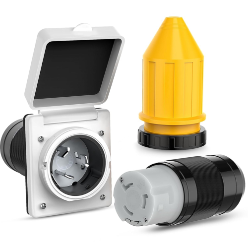 Kit de tomacorriente para entrada de RV de 50 A con protector de cable de arranque