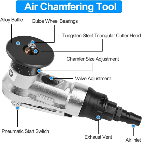 2 in 1 Mini Air Chamfering Tool, 5-Adjustment Pneumatic Chamfering 1