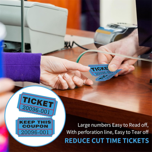 4000 Double Raffle Tickets-4 Assorted Colors (Blue,Yellow,Red,Green) 1