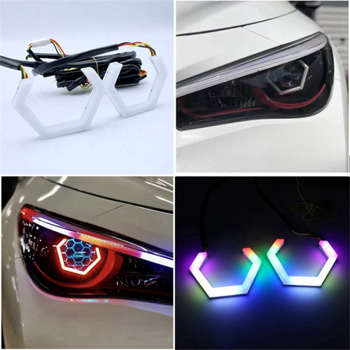 2 τεμάχια RGB Angel Eyes Halo Δαχτυλίδια Φλας Bluetooth APP Control 80 χιλ. 2