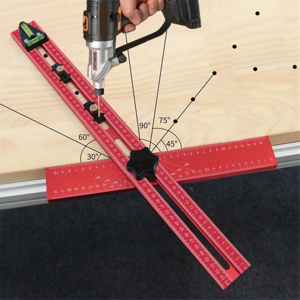 Adjustable 2-In-1 Drilling Positioning Ruler, Cabinet Hardware Jig 4711781728040