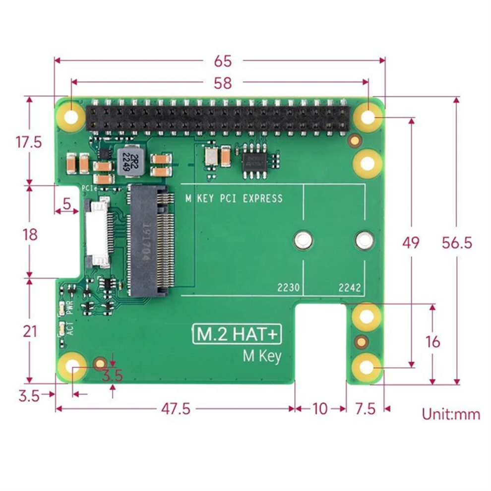 Pcie To M.2 Hat+ For 5 Gen2 Gen3 M.2 Nvme Ssd 4711781793871