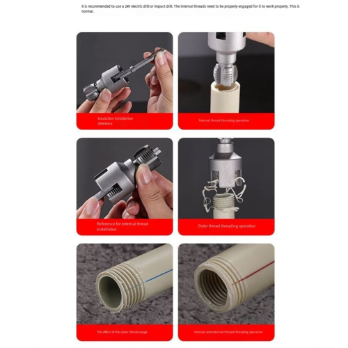 Herramienta de corte de roscas para tuberías, roscado interno y externo integrado. 2