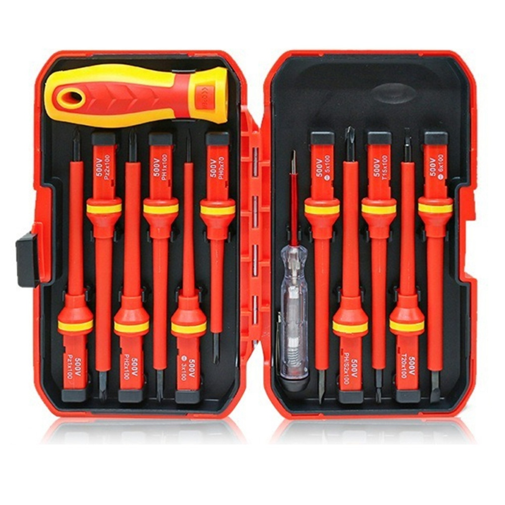 1000V Vde Insulated Screwdriver Set Magnetic Slotted Bits 13Pcs Set 4711781743098