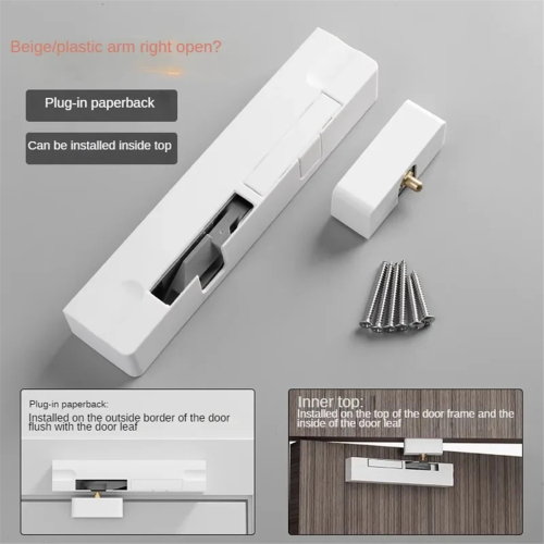 Door Closer Stopper Automatic Closer Lock Retractable White Left 1