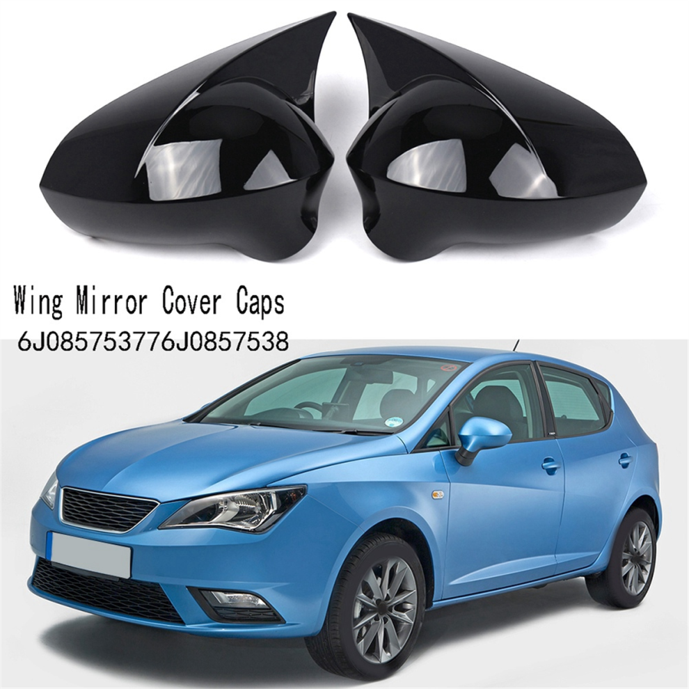 Gloss Wing Mirror Cover Caps For Seat 6J Mk4 Black 4711781745177